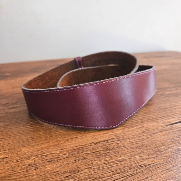Accessories - Vtg 80s Wide Burgundy Maroon Leather Curved Contour Waist Cinch Belt New York M